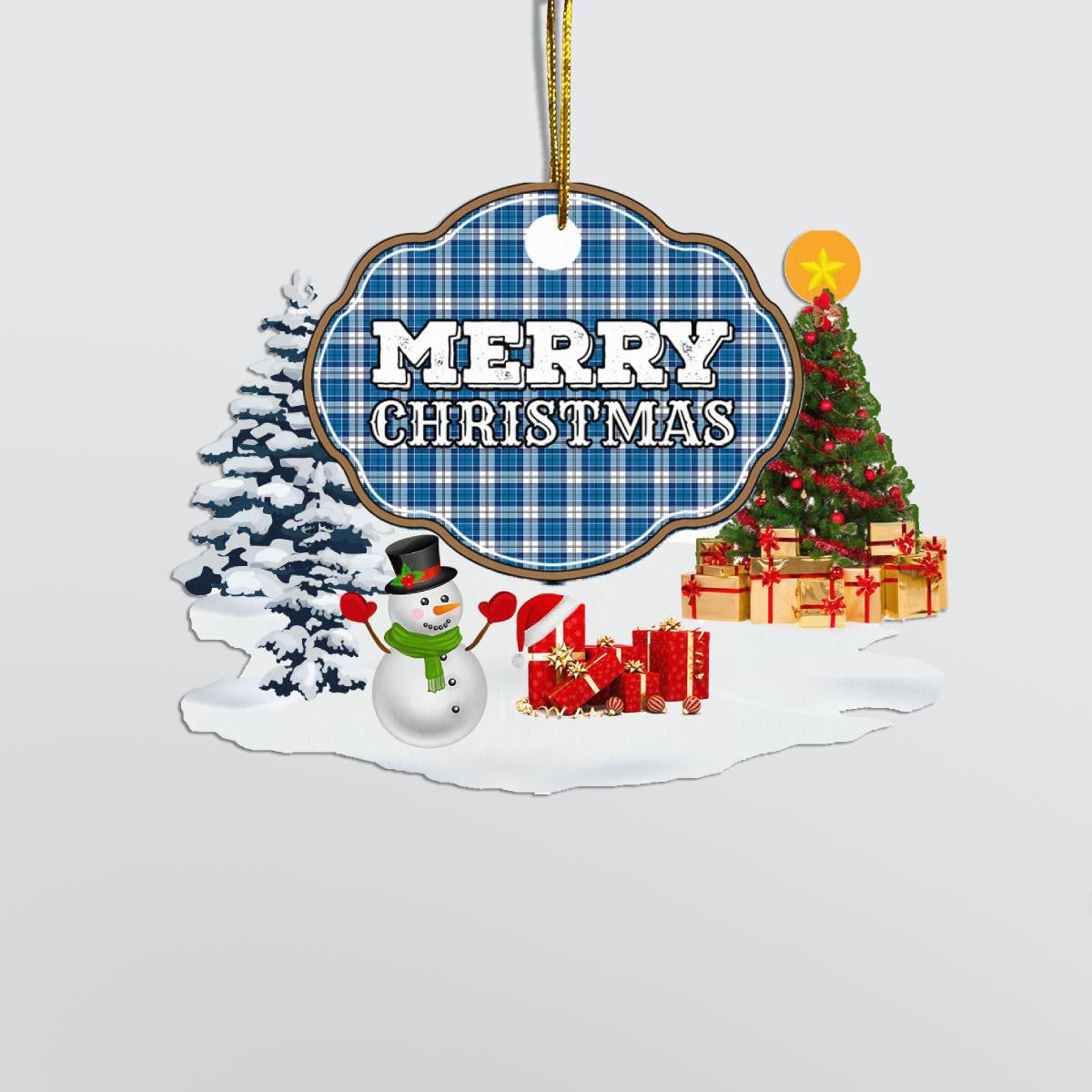 Clan Strathclyde District "Merry Christmas" Tartan Acrylic Ornament MG16 Strathclyde District Tartan Tartan Christmas   