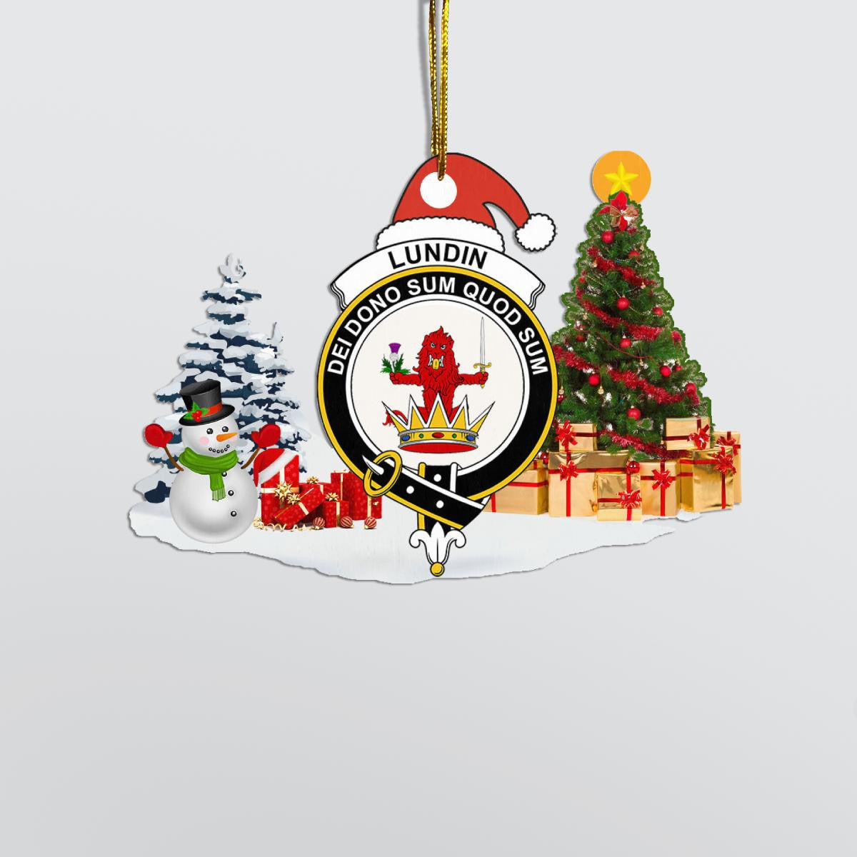 Clan Lundin Crest Tartan Acrylic Christmas Ornament YU44 Lundin Tartan Tartan Christmas   