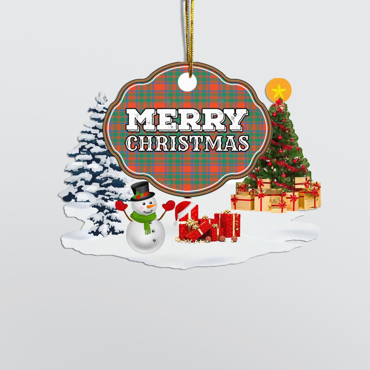 Clan MacKintosh Ancient "Merry Christmas" Tartan Acrylic Ornament LL98 MacKintosh Ancient Tartan Tartan Christmas   