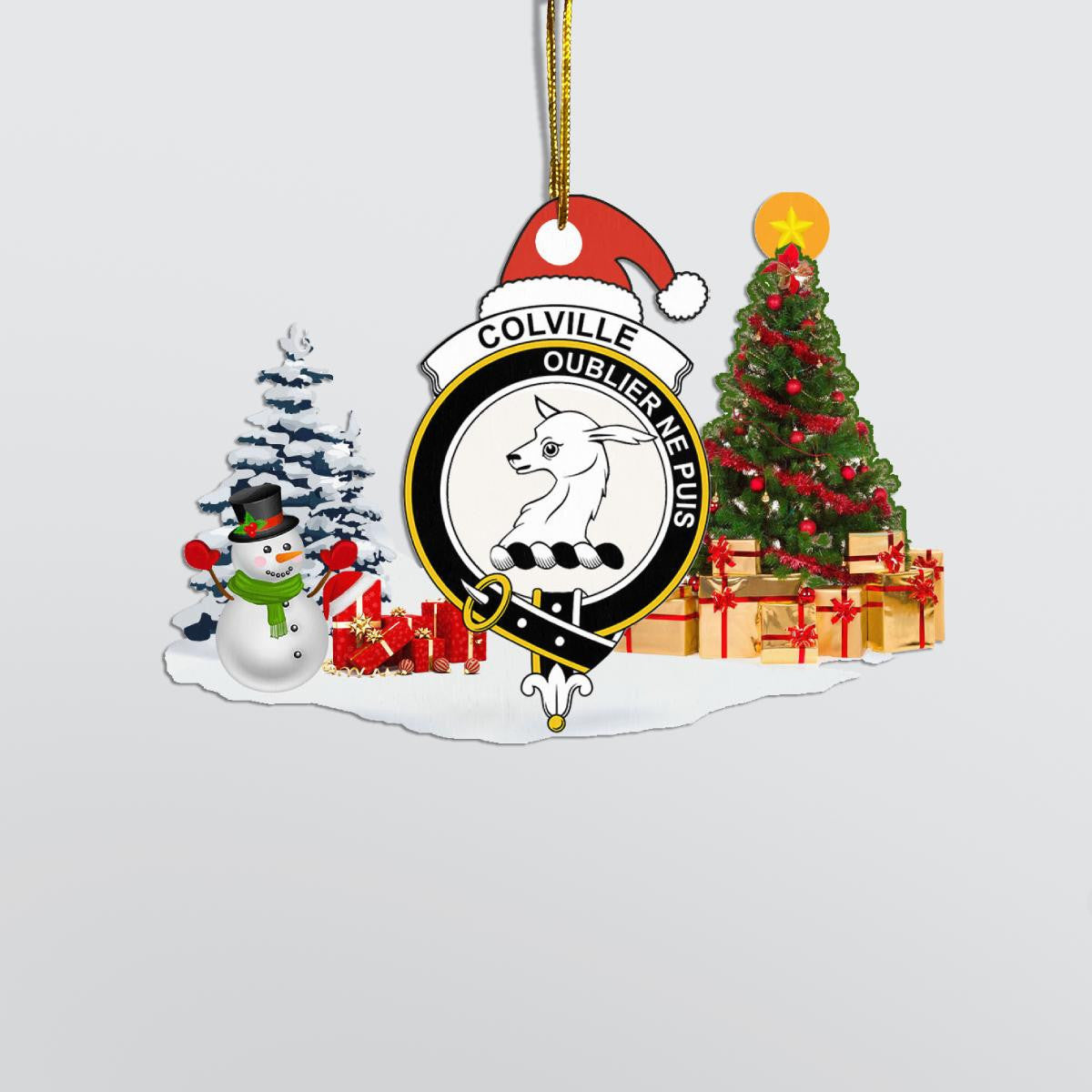 Clan Colville Crest Tartan Acrylic Christmas Ornament MA90 Colville Tartan Tartan Christmas   