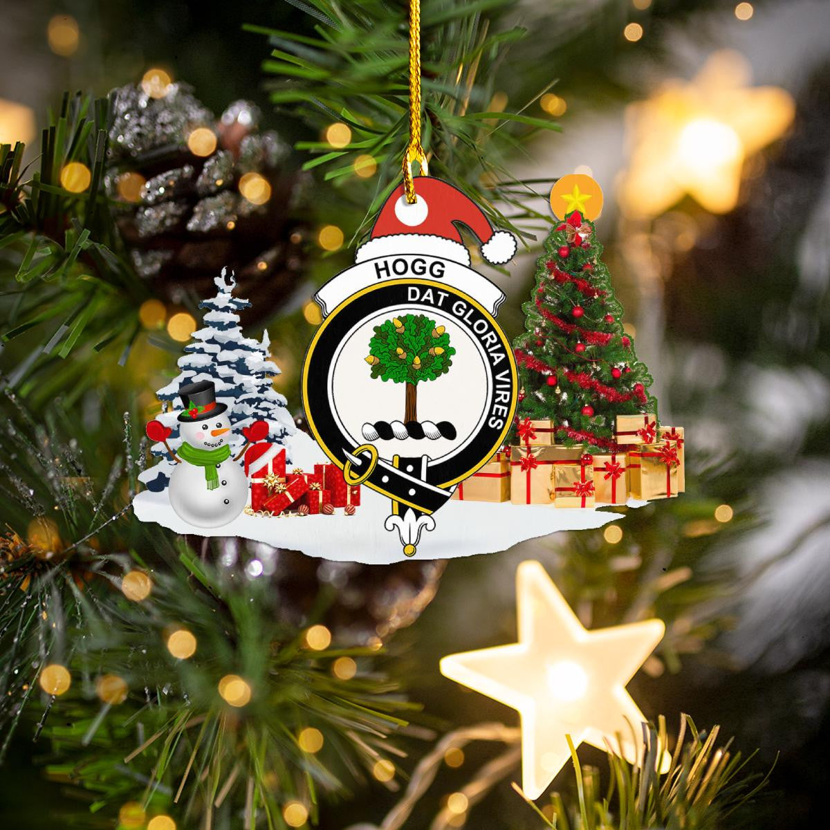 Clan Hogg (or Hog) Crest Tartan Acrylic Christmas Ornament QO49 Hogg (or Hog) Tartan Tartan Christmas   