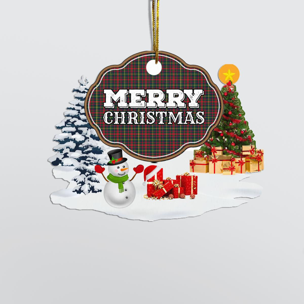 Clan MacKintosh Hunting Modern "Merry Christmas" Tartan Acrylic Ornament XD76 MacKintosh Hunting Modern Tartan Tartan Christmas   