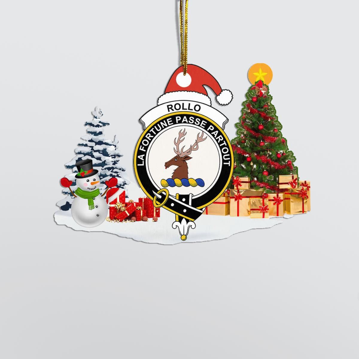 Clan Rollo Crest Tartan Acrylic Christmas Ornament LH36 Rollo Tartan Tartan Christmas   