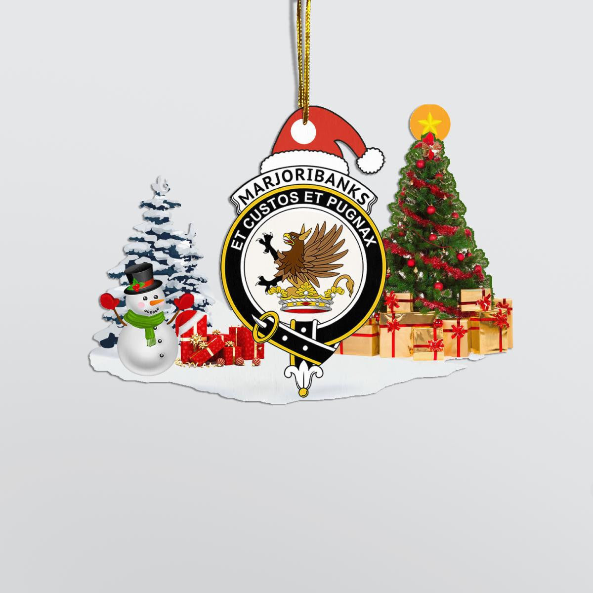 Clan Marjoribanks Crest Tartan Acrylic Christmas Ornament NI29 Marjoribanks Tartan Tartan Christmas   