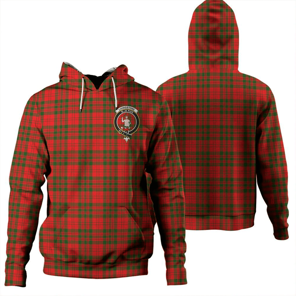 Clan Livingstone Modern Tartan Hoodie Crest RRGKZ5TS-1 Livingstone Modern Tartan Hoodies   