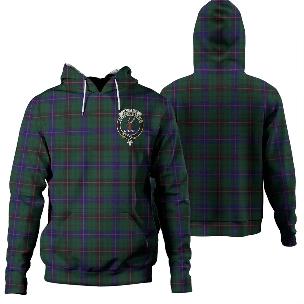 Clan Davidson Modern Tartan Hoodie Crest JEWN8HVH-1 Davidson Modern Tartan Hoodies   