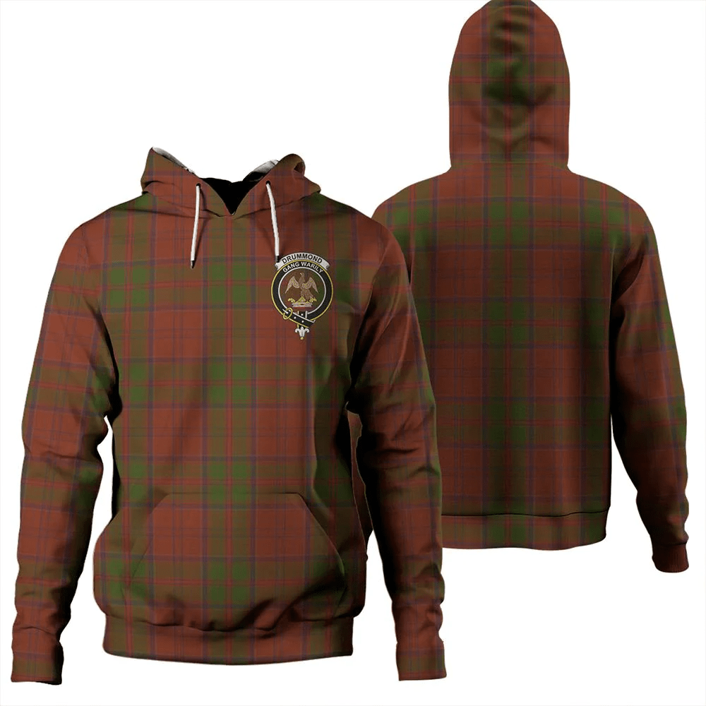 Clan Drummond Tartan Hoodie Crest P26FB0RN-1 Drummond Clan Tartan Hoodies   