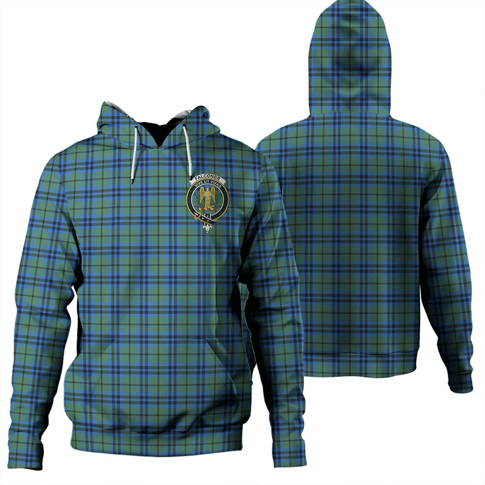 Clan Falconer Tartan Hoodie Crest EVN8RMEF-1 Falconer Tartan Hoodies   