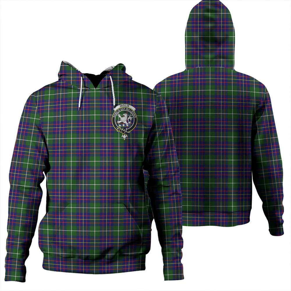 Clan Inglis Modern Tartan Hoodie Crest 9ARMOGEL-1 Inglis Modern Tartan Hoodies   