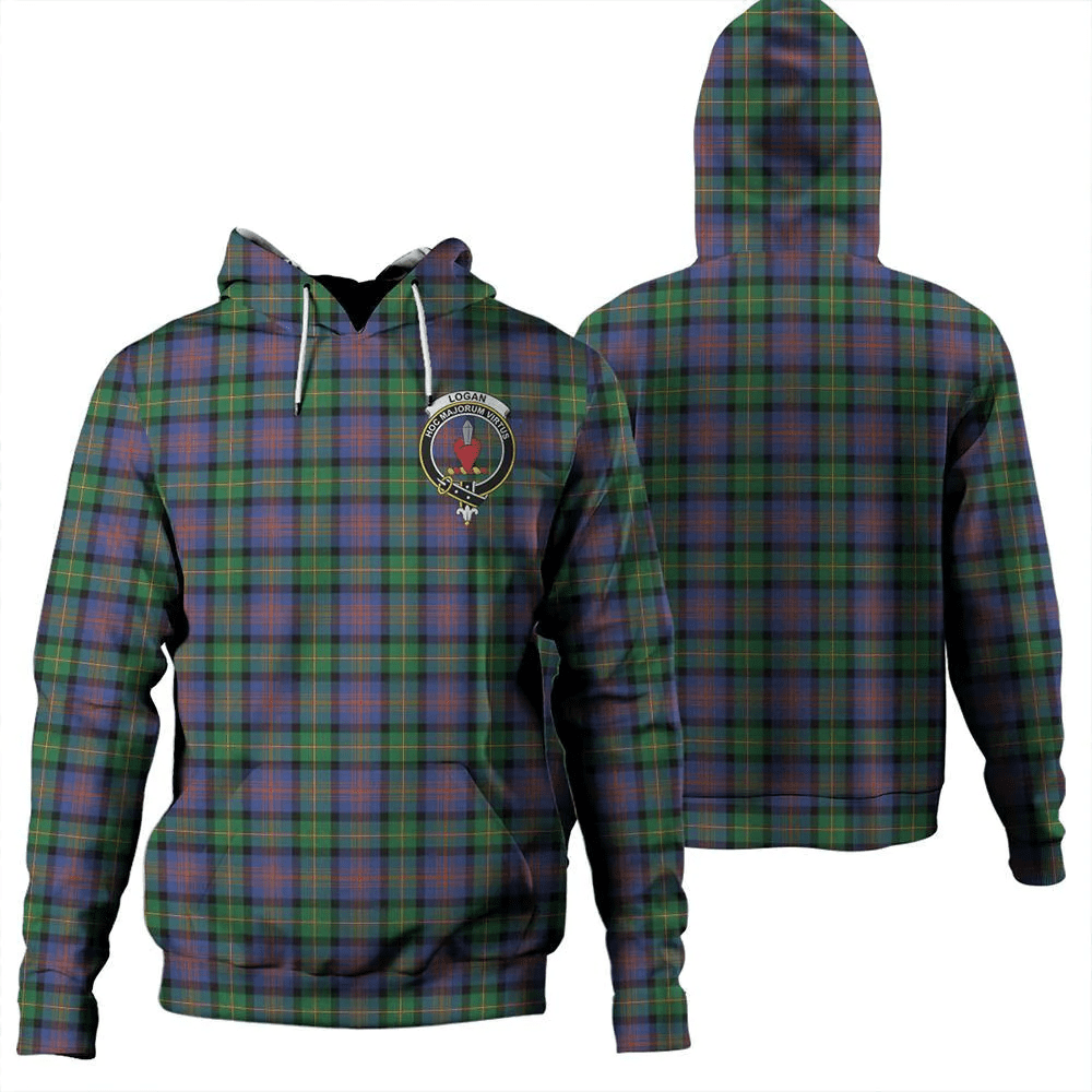 Clan Logan Ancient Tartan Hoodie Crest OASAS39M-1 Logan Ancient Tartan Hoodies   