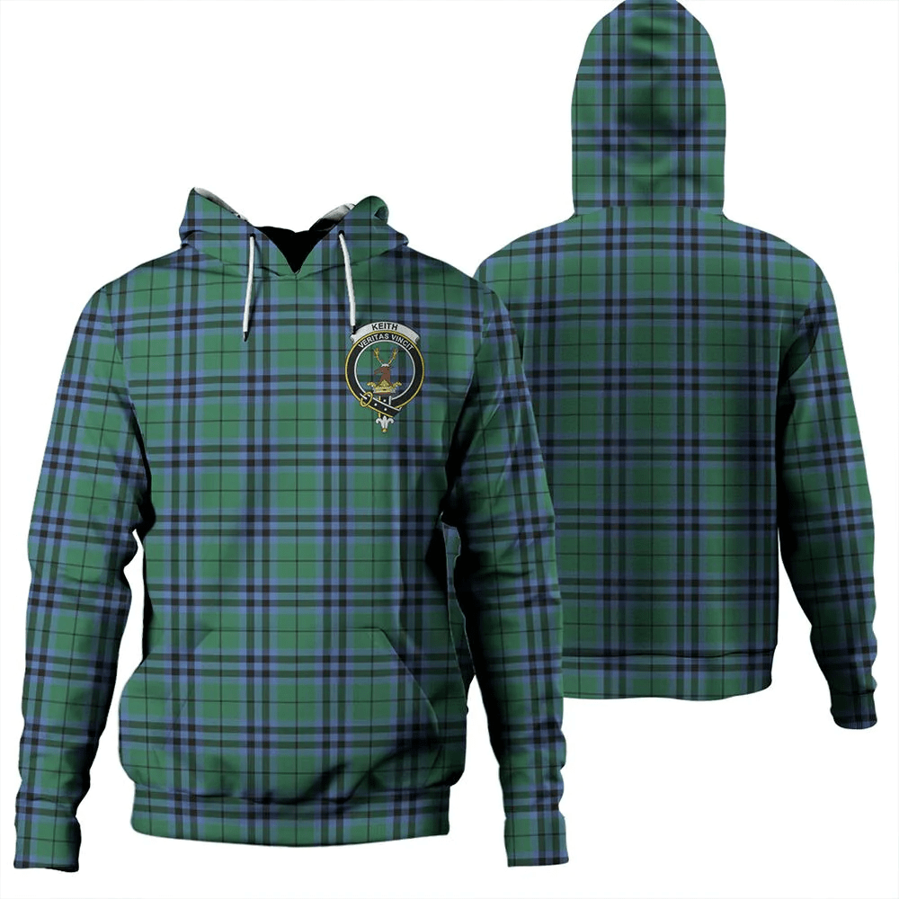 Clan Keith Ancient Tartan Hoodie Crest AUKUNXPB-1 Keith Ancient Tartan Hoodies   