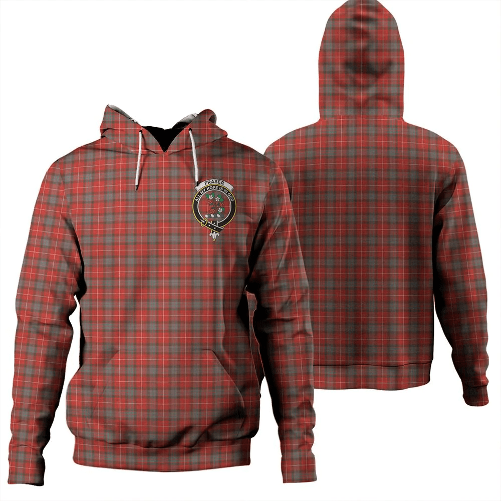 Clan Fraser Weathered Tartan Hoodie Crest D1OOA4DE-1 Fraser Weathered Tartan Hoodies   