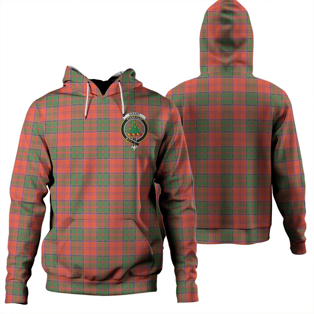 Clan Grant Ancient Tartan Hoodie Crest FJWWWJZJ-1 Grant Ancient Tartan Hoodies   