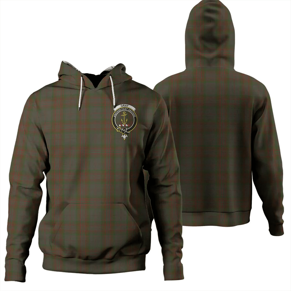 Clan Gray Hunting Tartan Hoodie Crest NAFQE1UQ-1 Gray Hunting Tartan Hoodies   