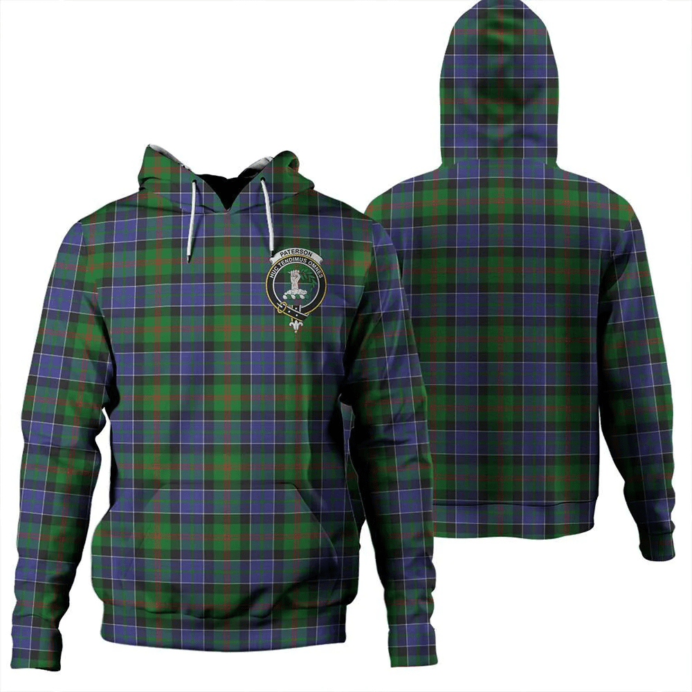 Clan Paterson Tartan Hoodie Crest UZNOMH23-1 Paterson Tartan Hoodies   