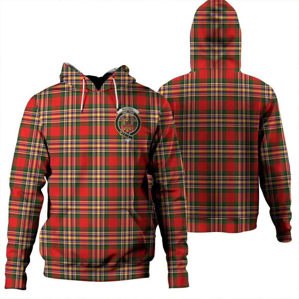 Clan MacGill Modern Tartan Hoodie Crest YX34NVVT-1 MacGill Modern Tartan Hoodies   