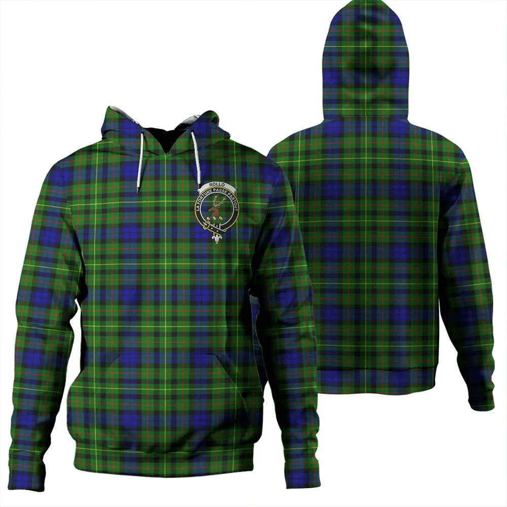 Clan Rollo Modern Tartan Hoodie Crest S1GHZOOD-1 Rollo Modern Tartan Hoodies   