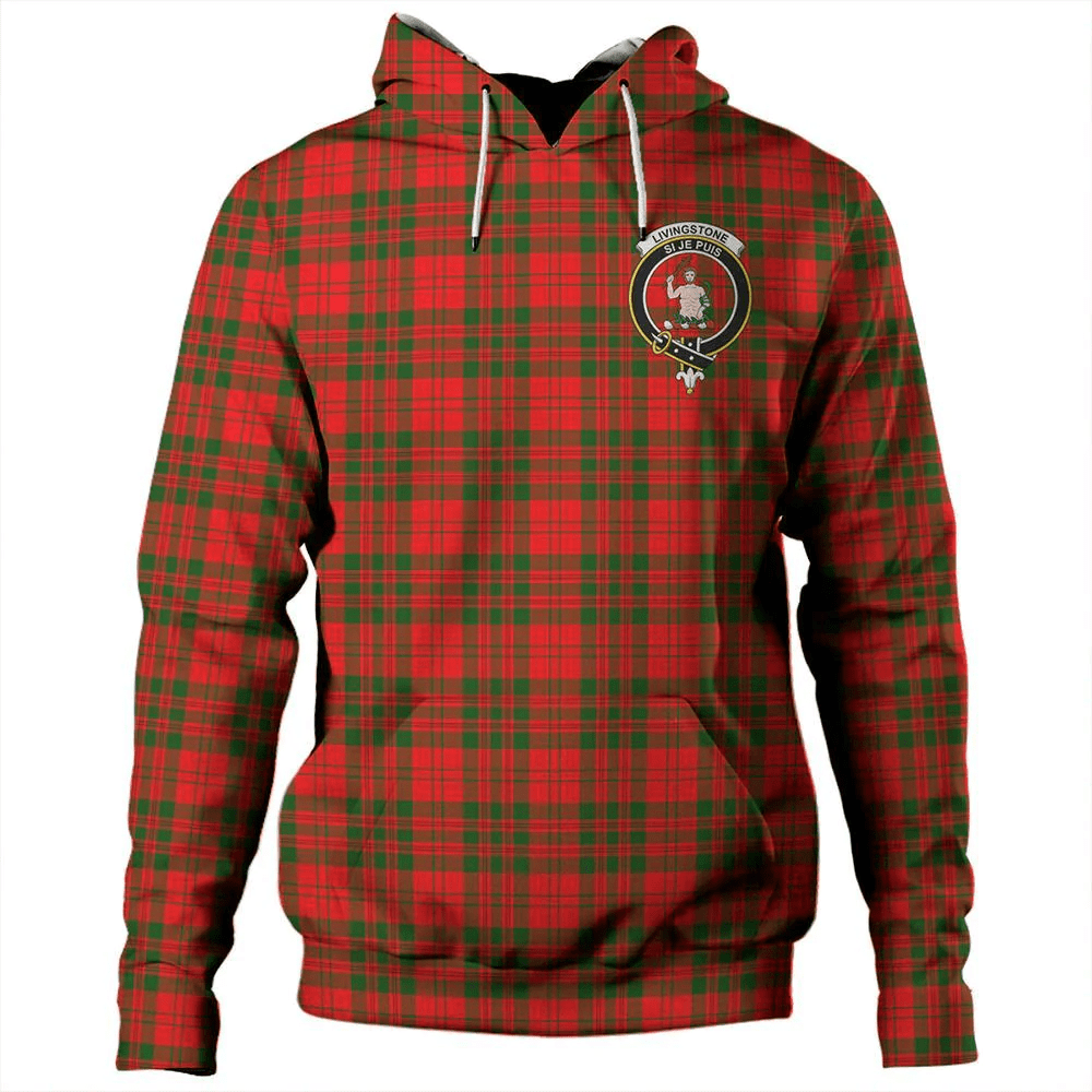 Clan Livingstone Modern Tartan Hoodie Crest RRGKZ5TS-1 Livingstone Modern Tartan Hoodies   