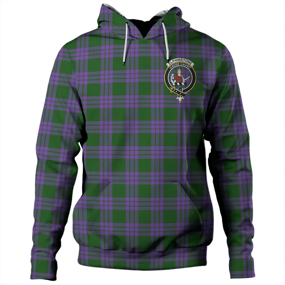 Clan Elphinstone Tartan Hoodie Crest UYA6MXRU-1 Elphinstone Tartan Hoodies   