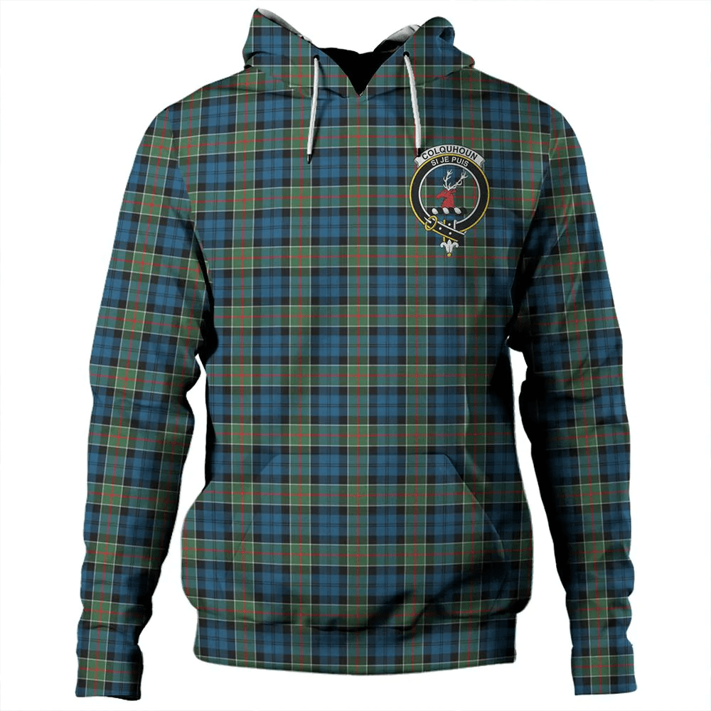 Clan Colquhoun Ancient Tartan Hoodie Crest WONA5EOE-1 Colquhoun Ancient Tartan Hoodies   