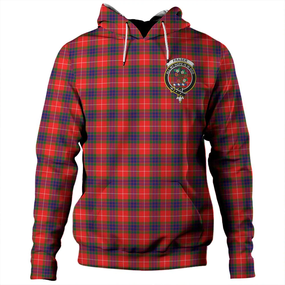 Clan Fraser Modern Tartan Hoodie Crest JAIADPYG-1 Fraser Modern Tartan Hoodies   