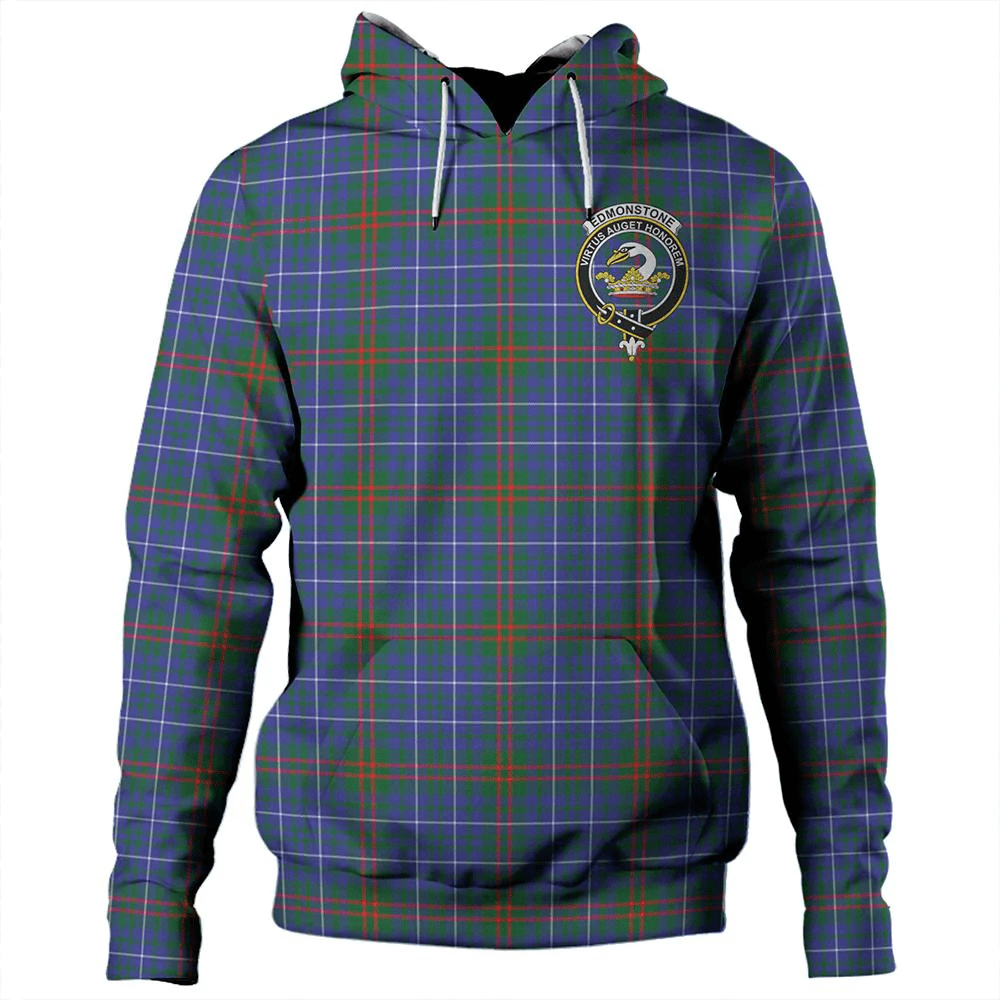 Clan Edmonstone Tartan Hoodie Crest THRXOHUE-1 Edmonstone Tartan Hoodies   