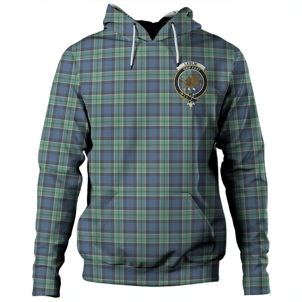 Clan Leslie Hunting Tartan Hoodie Crest EFKHPV5T-1 Leslie Hunting Tartan Hoodies   