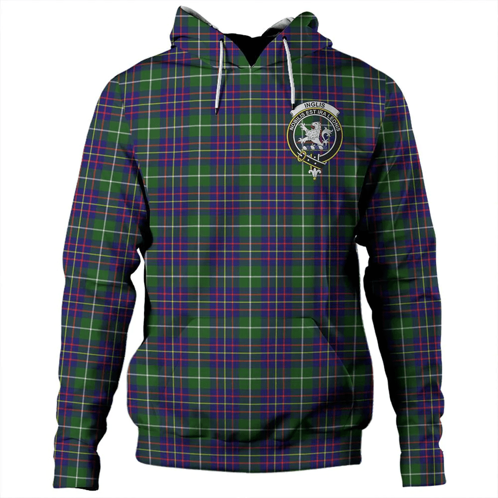 Clan Inglis Modern Tartan Hoodie Crest 9ARMOGEL-1 Inglis Modern Tartan Hoodies   