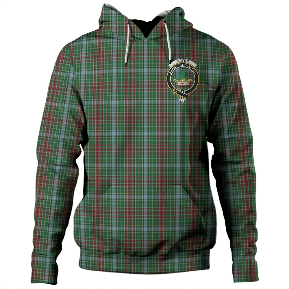 Clan Gayre Tartan Hoodie Crest HIBYGIBF-1 Gayre Tartan Hoodies   