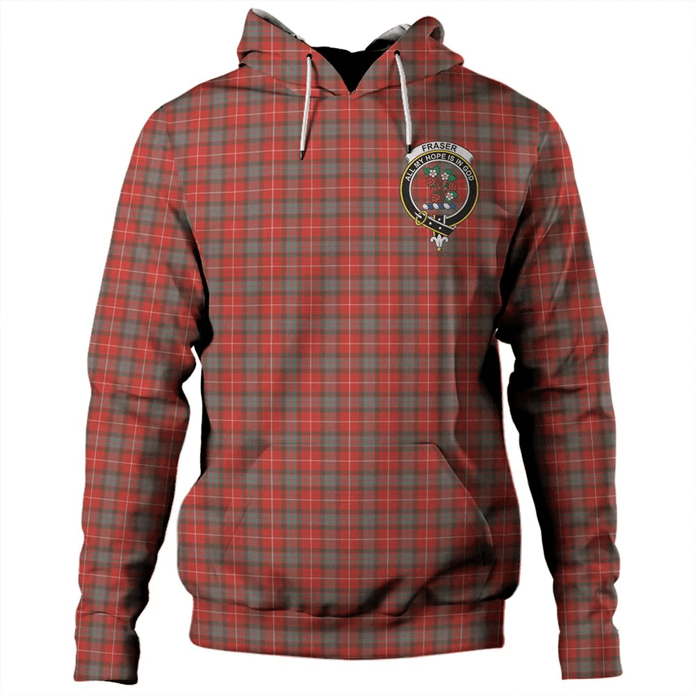 Clan Fraser Weathered Tartan Hoodie Crest D1OOA4DE-1 Fraser Weathered Tartan Hoodies   