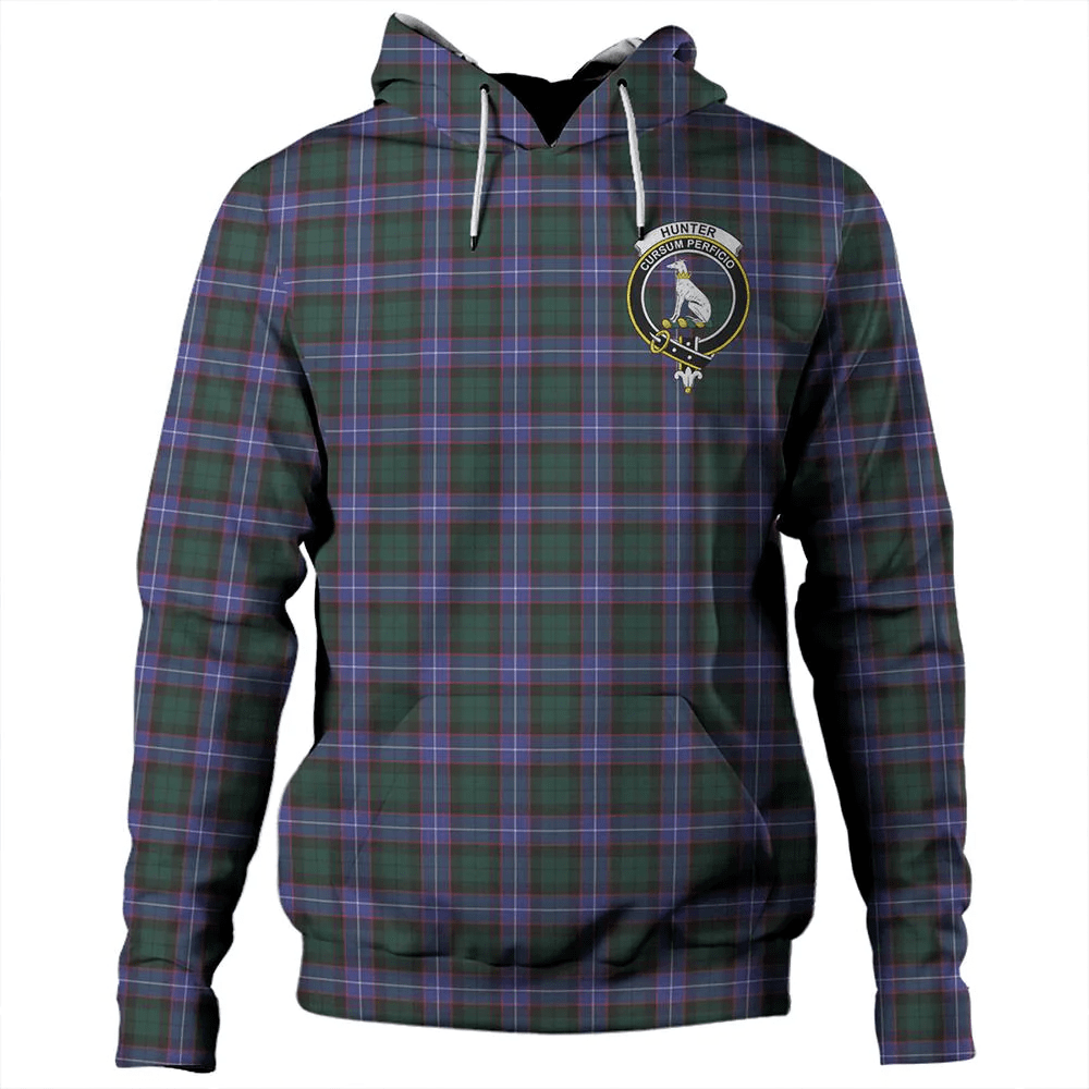 Clan Hunter Modern Tartan Hoodie Crest WBTHFN7A-1 Hunter Modern Tartan Hoodies   