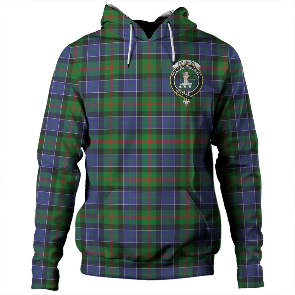 Clan Paterson Tartan Hoodie Crest UZNOMH23-1 Paterson Tartan Hoodies   