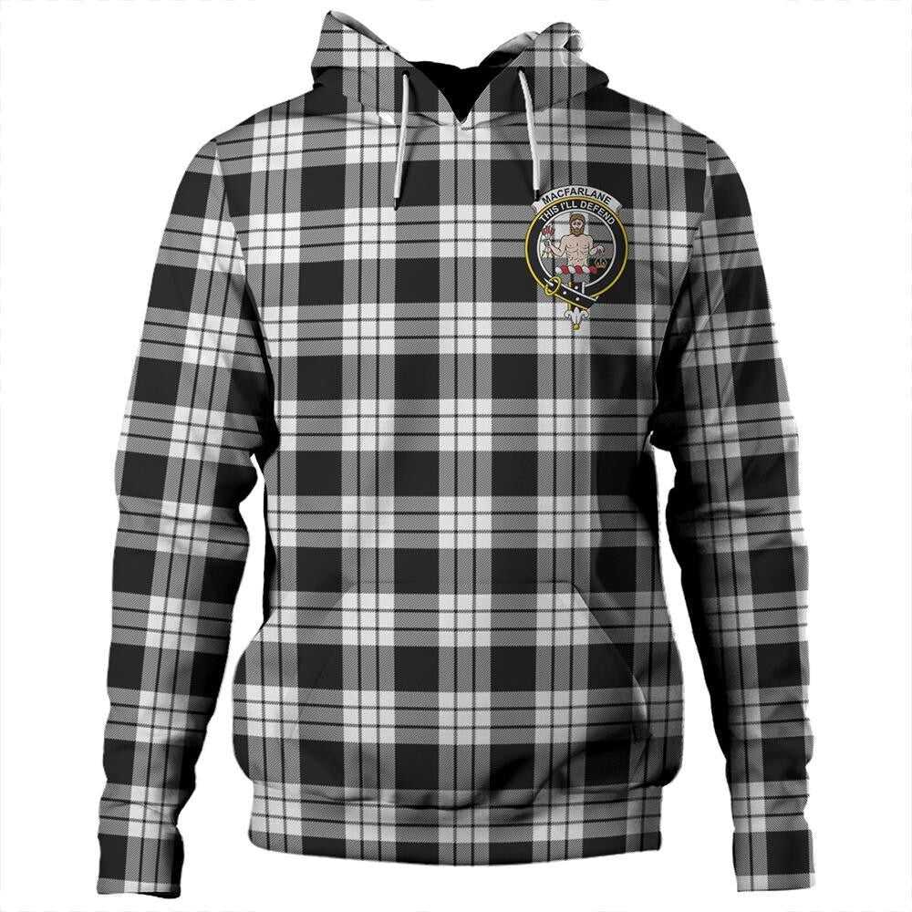 Clan MacFarlane Black & White Ancient Tartan Hoodie Crest CEPKETVK-1 MacFarlane Black & White Ancient Tartan Hoodies   