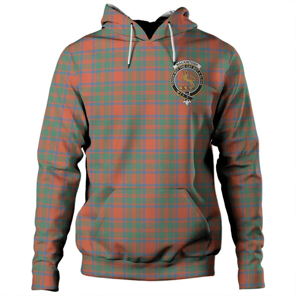 Clan MacKintosh Ancient Tartan Hoodie Crest BW4PXVDF-1 MacKintosh Ancient Tartan Hoodies   