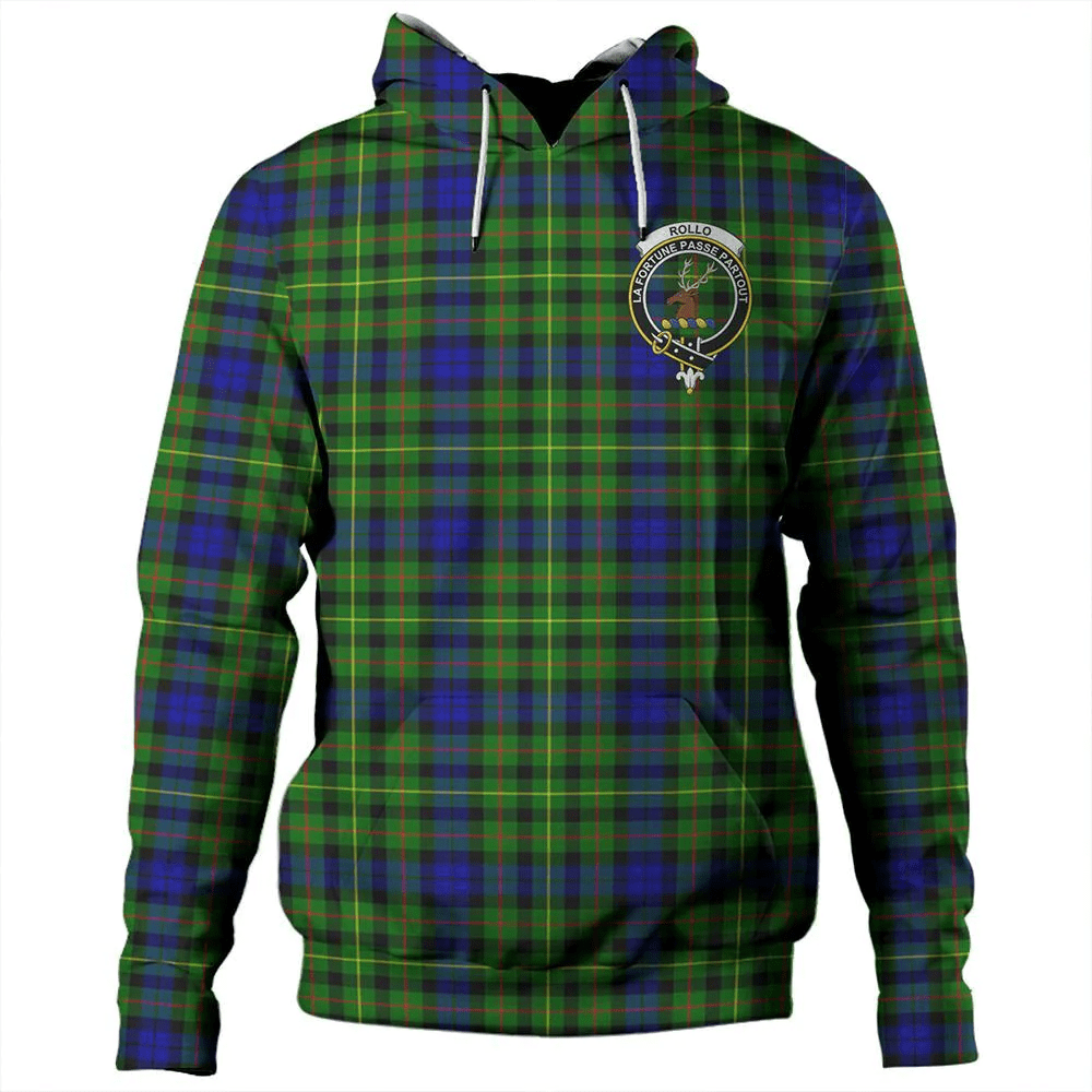 Clan Rollo Modern Tartan Hoodie Crest S1GHZOOD-1 Rollo Modern Tartan Hoodies   