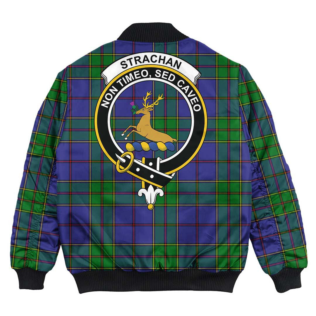 Clan Strachan Tartan Crest Bomber Jacket KZ90 Strachan Tartan Tartan Bomber Jacket   