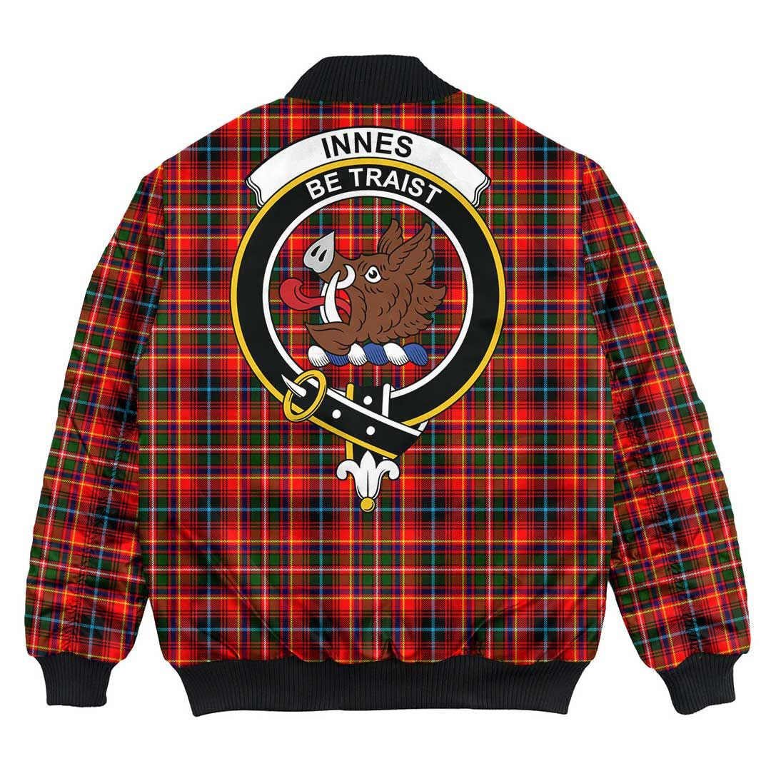 Clan Innes Modern Tartan Crest Bomber Jacket HH69 Innes Modern Tartan Tartan Bomber Jacket   