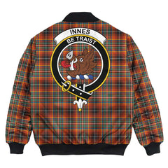 Clan Innes Ancient Tartan Crest Bomber Jacket SR66 Innes Ancient Tartan Tartan Bomber Jacket   