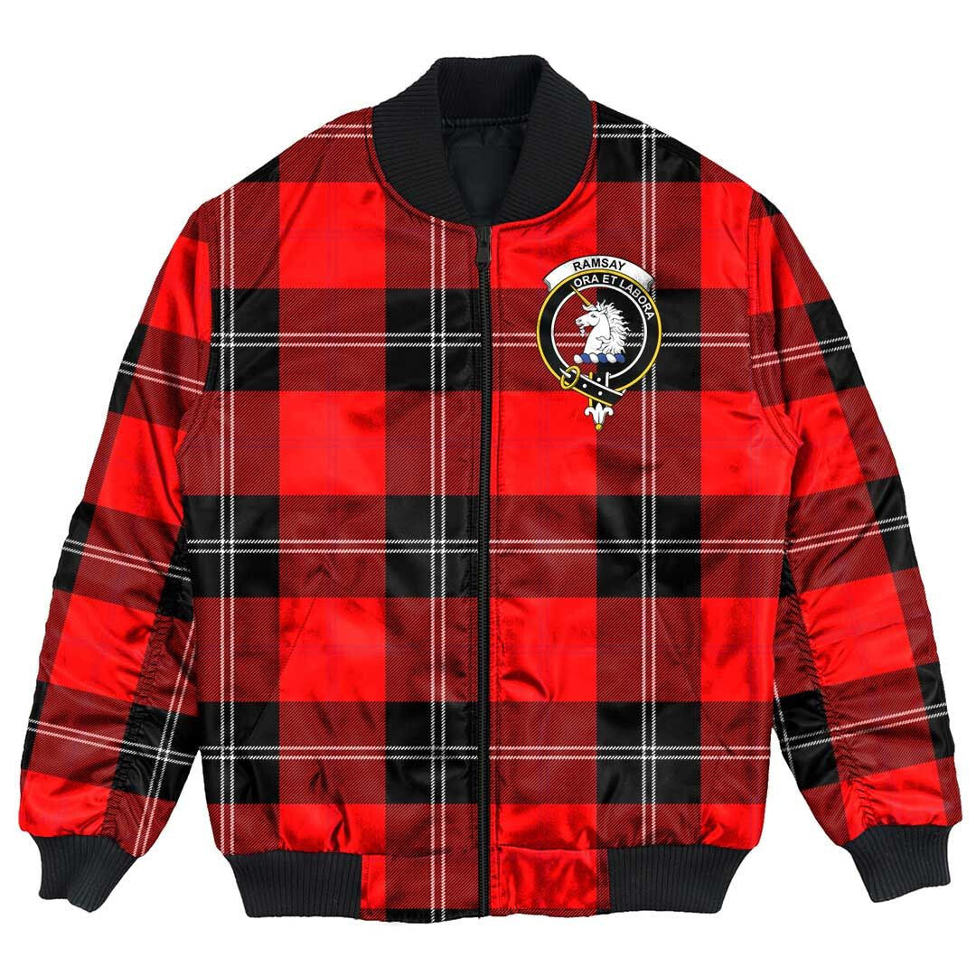 Clan Ramsay Modern Tartan Crest Bomber Jacket CF93 Ramsay Modern Tartan Tartan Bomber Jacket   