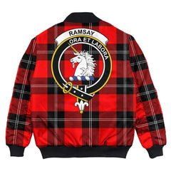 Clan Ramsay Modern Tartan Crest Bomber Jacket CF93 Ramsay Modern Tartan Tartan Bomber Jacket   