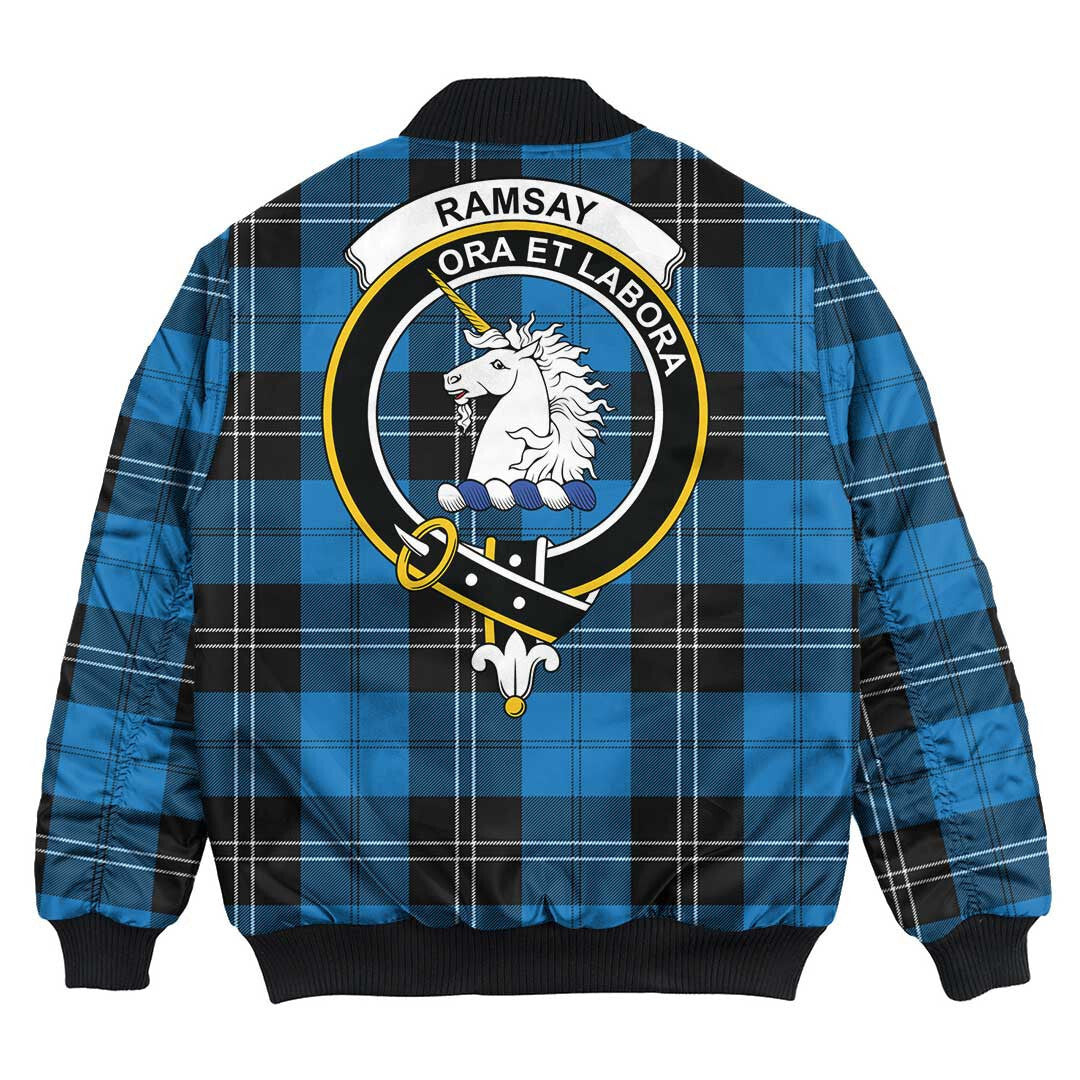 Clan Ramsay Blue Ancient Tartan Crest Bomber Jacket YP44 Ramsay Blue Ancient Tartan Tartan Bomber Jacket   