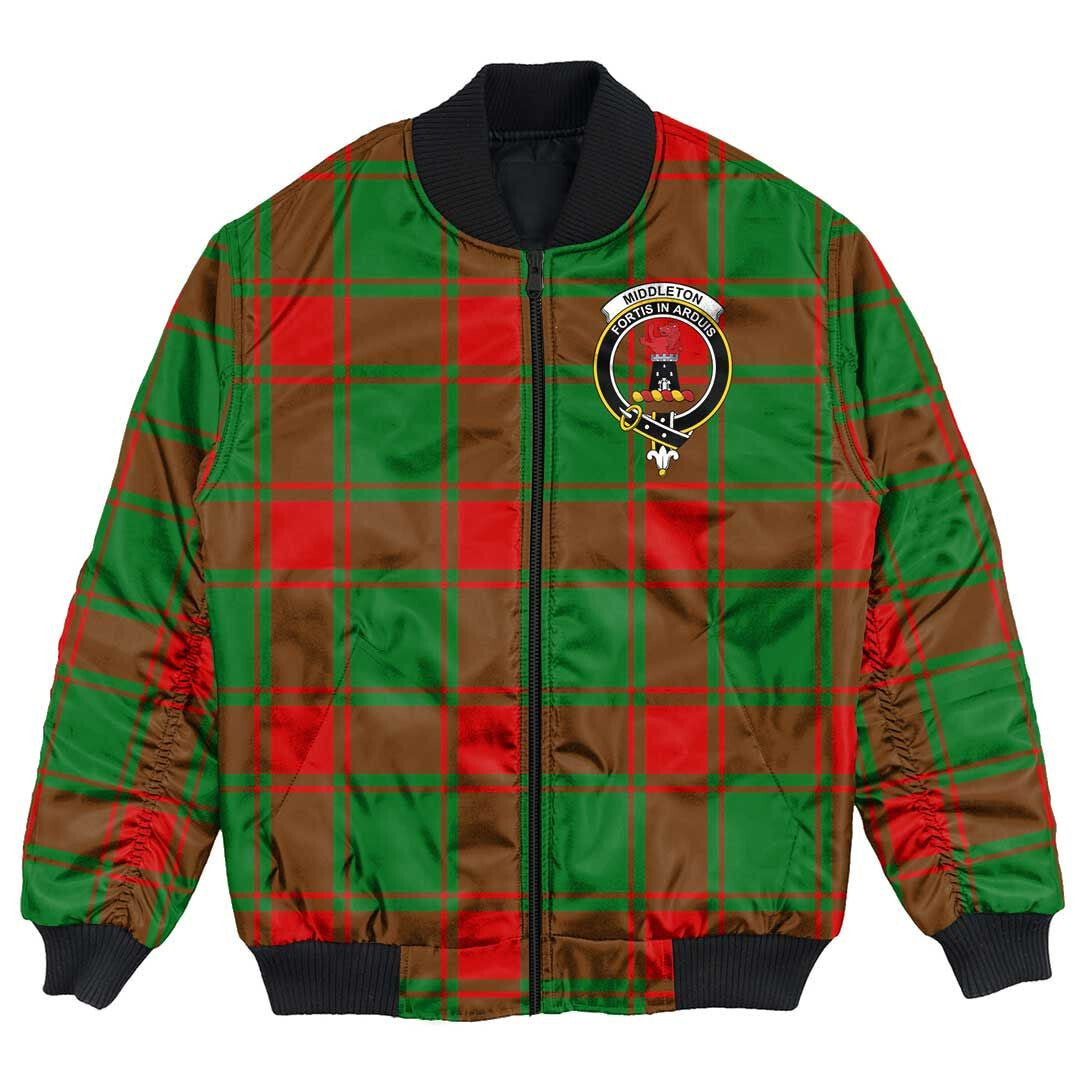 Clan Middleton Modern Tartan Crest Bomber Jacket ZD65 Middleton Modern Tartan Tartan Bomber Jacket   