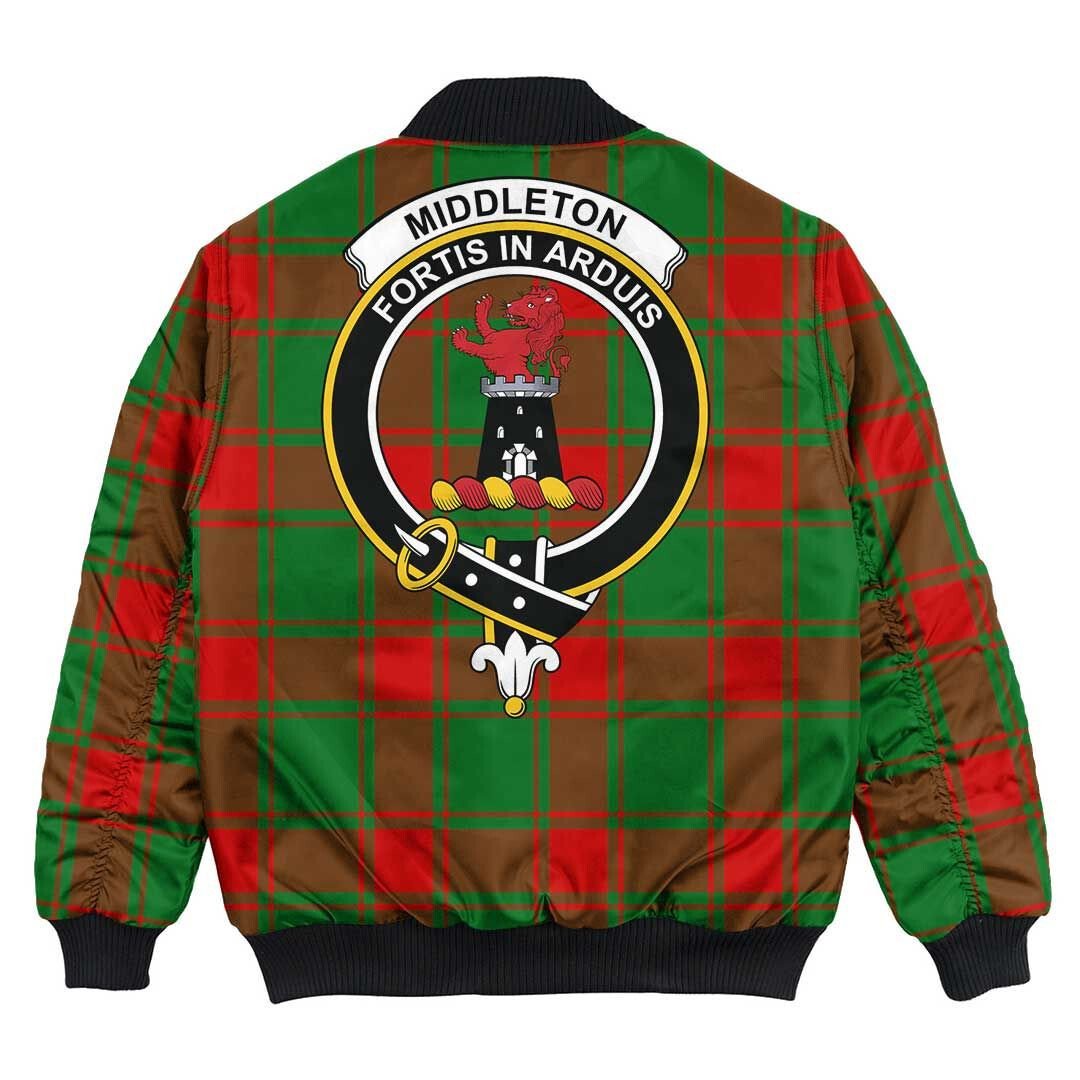 Clan Middleton Modern Tartan Crest Bomber Jacket ZD65 Middleton Modern Tartan Tartan Bomber Jacket   