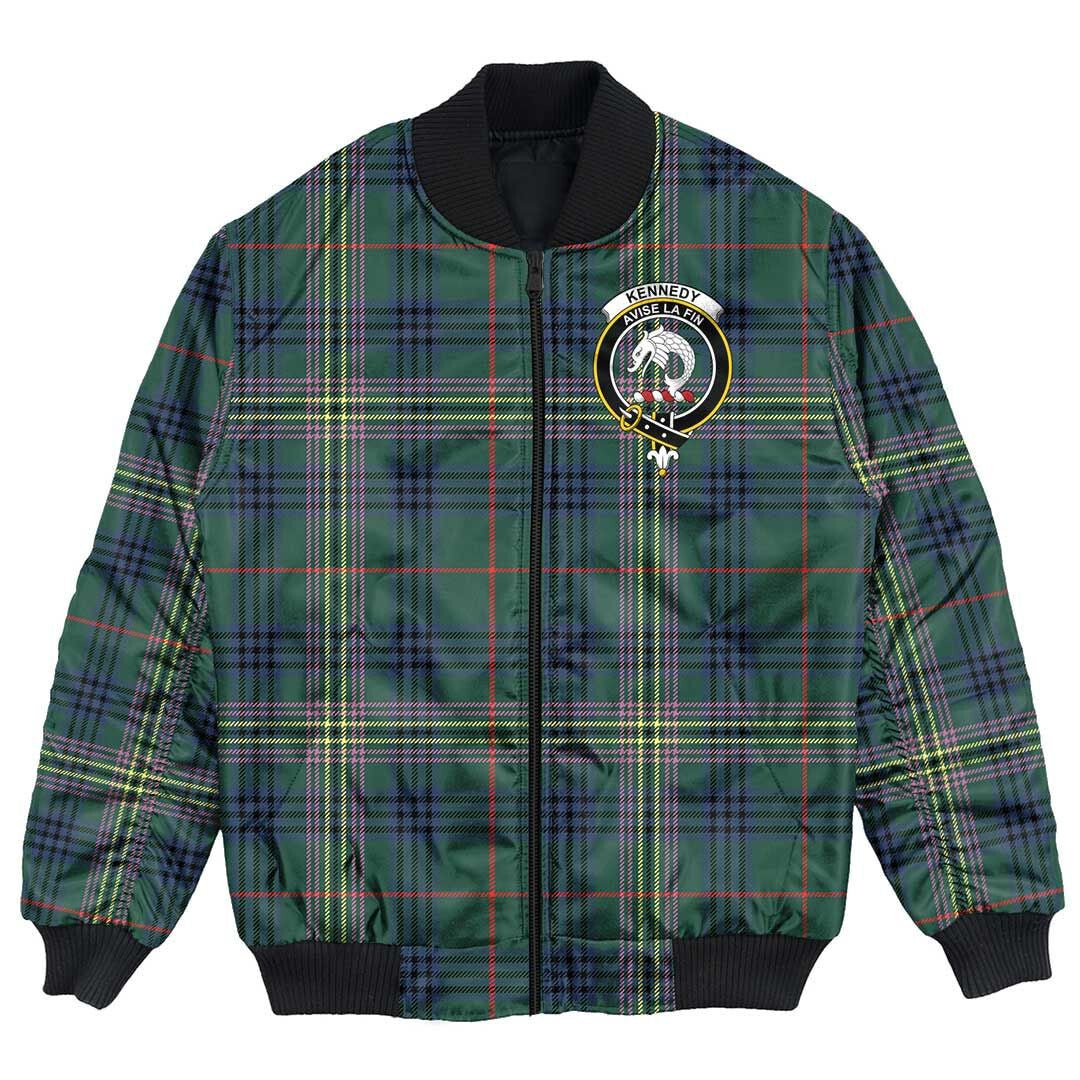 Clan Kennedy Modern Tartan Crest Bomber Jacket UK47 Kennedy Modern Tartan Tartan Bomber Jacket   