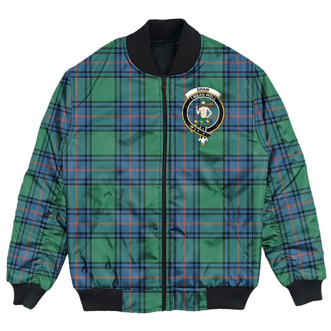 Clan Shaw Ancient Tartan Crest Bomber Jacket FX28 Shaw Ancient Tartan Tartan Bomber Jacket   