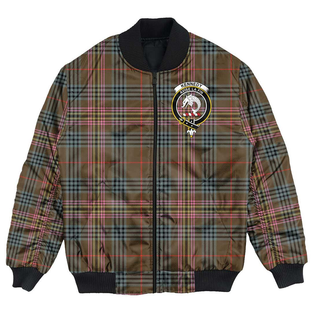 Clan Kennedy Weathered Tartan Crest Bomber Jacket RA22 Kennedy Weathered Tartan Tartan Bomber Jacket   