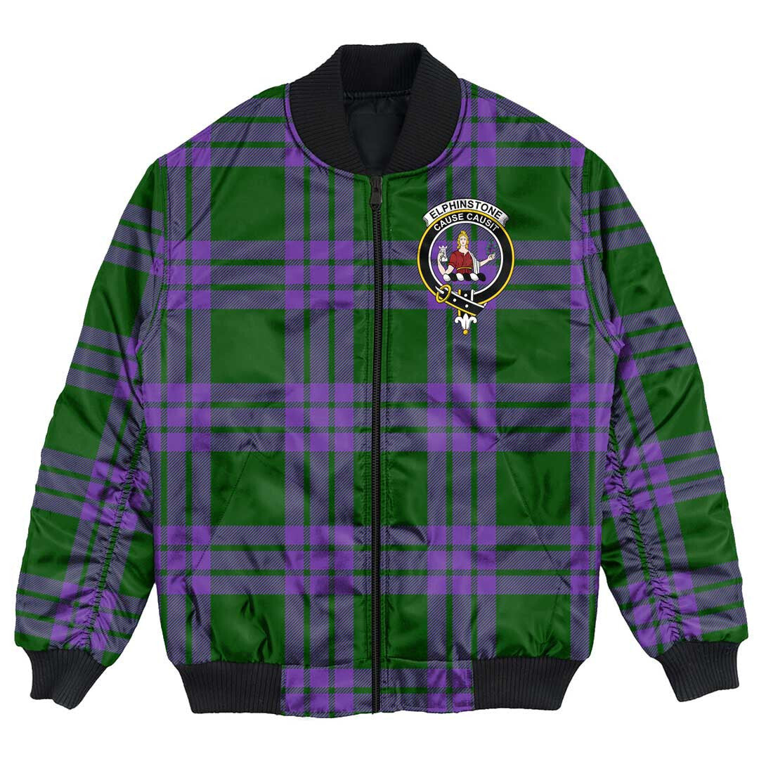 Clan Elphinstone Tartan Crest Bomber Jacket FD70 Elphinstone Tartan Tartan Bomber Jacket   