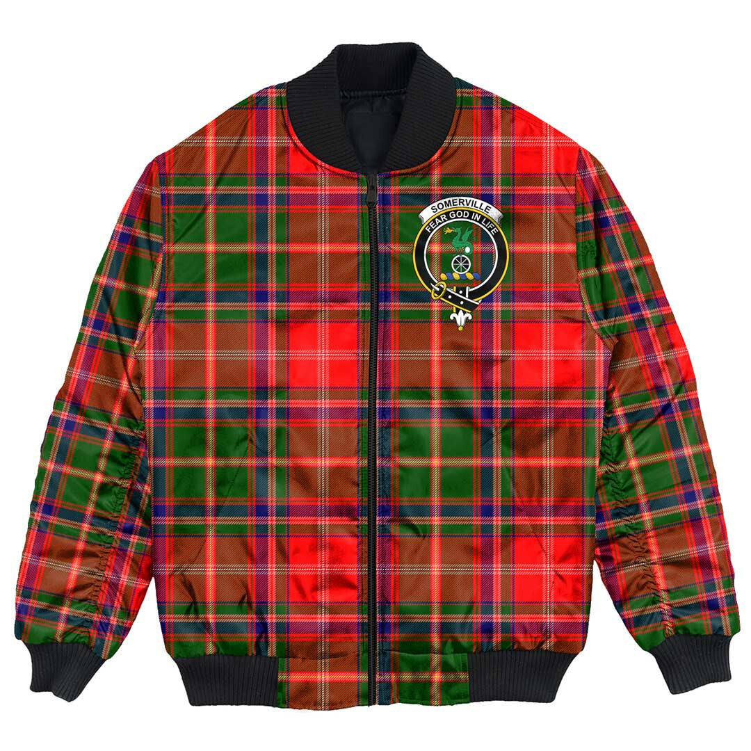 Clan Somerville Modern Tartan Crest Bomber Jacket ZY75 Somerville Modern Tartan Tartan Bomber Jacket   