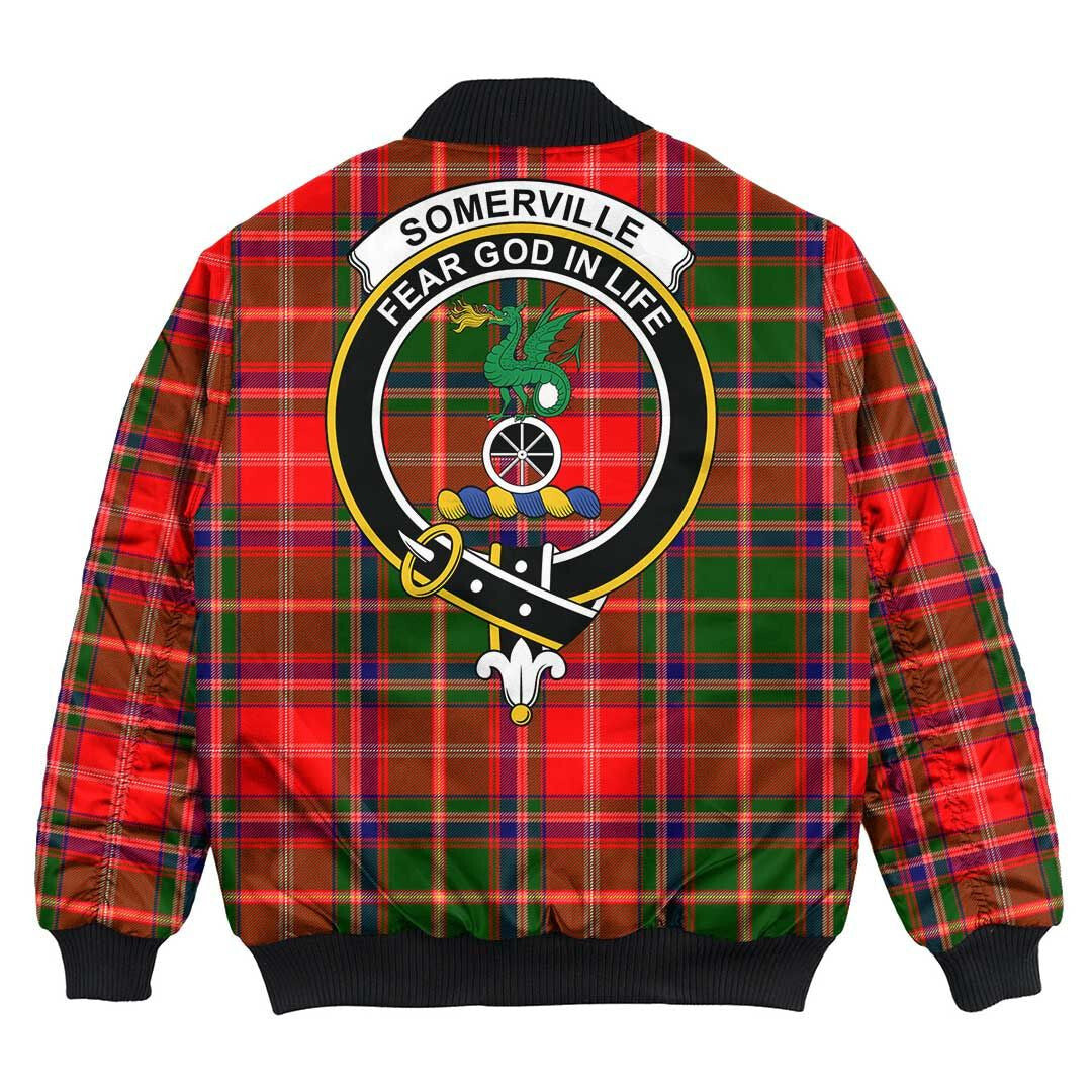 Clan Somerville Modern Tartan Crest Bomber Jacket ZY75 Somerville Modern Tartan Tartan Bomber Jacket   