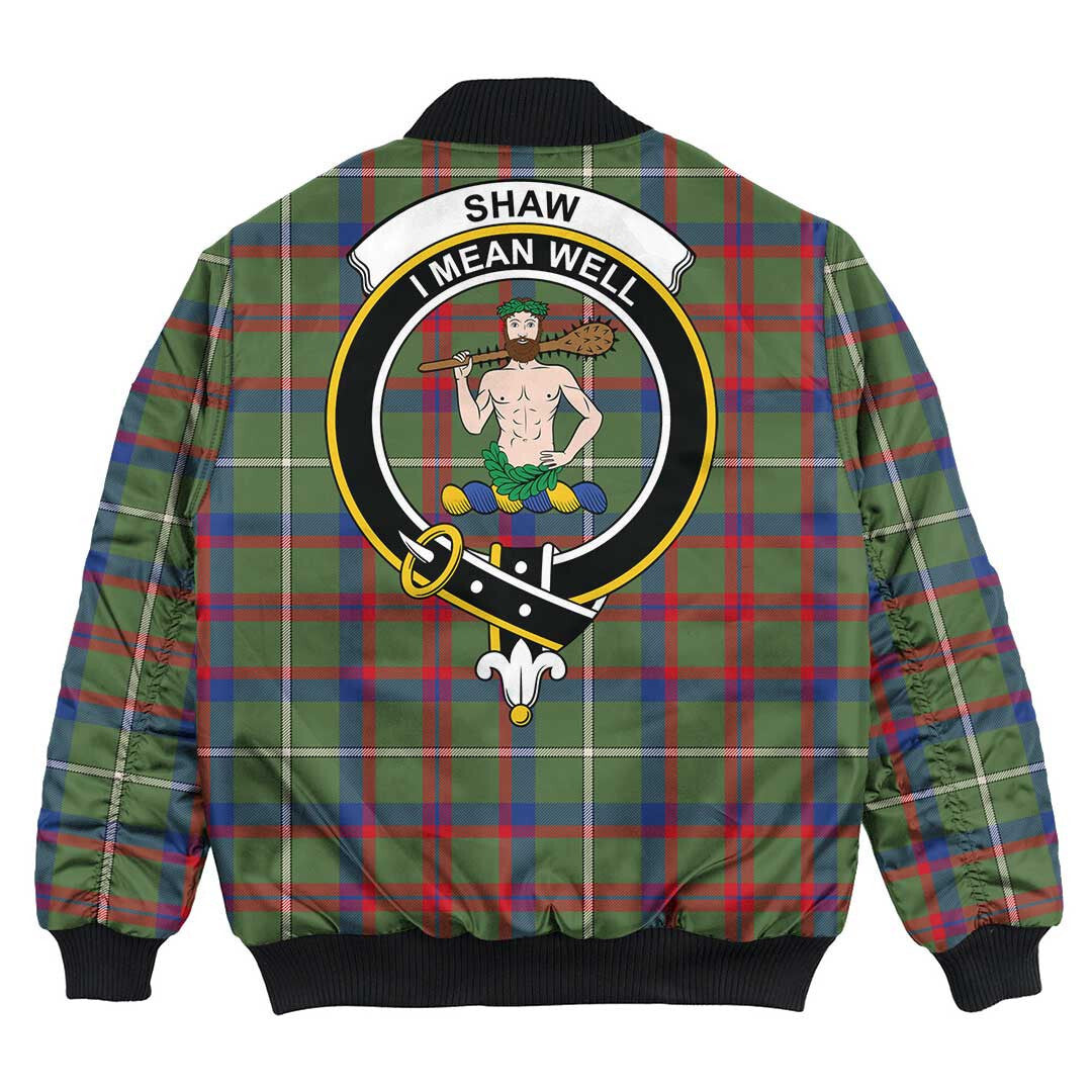 Clan Shaw Green Modern Tartan Crest Bomber Jacket QS28 Shaw Green Modern Tartan Tartan Bomber Jacket   